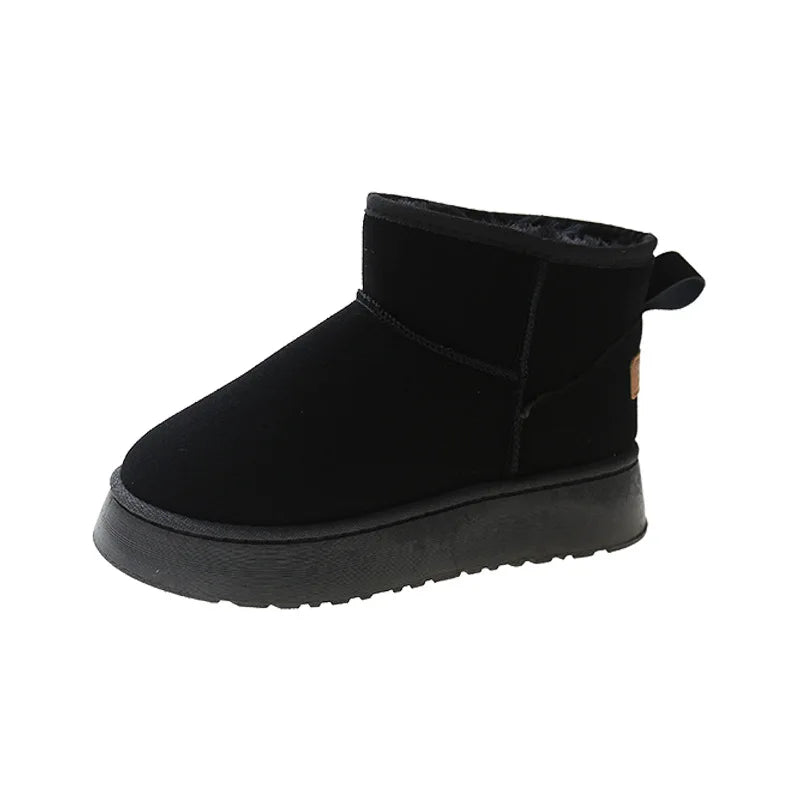 Women's Casual Short Plush Snow Boots in Faux Suede