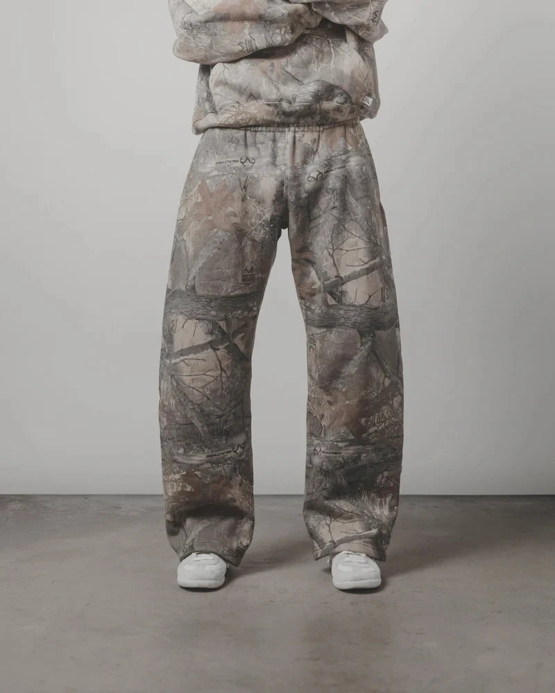 Oversized Camo Pattern Hooded Jacket and Elastic Waist Pants Set for Men