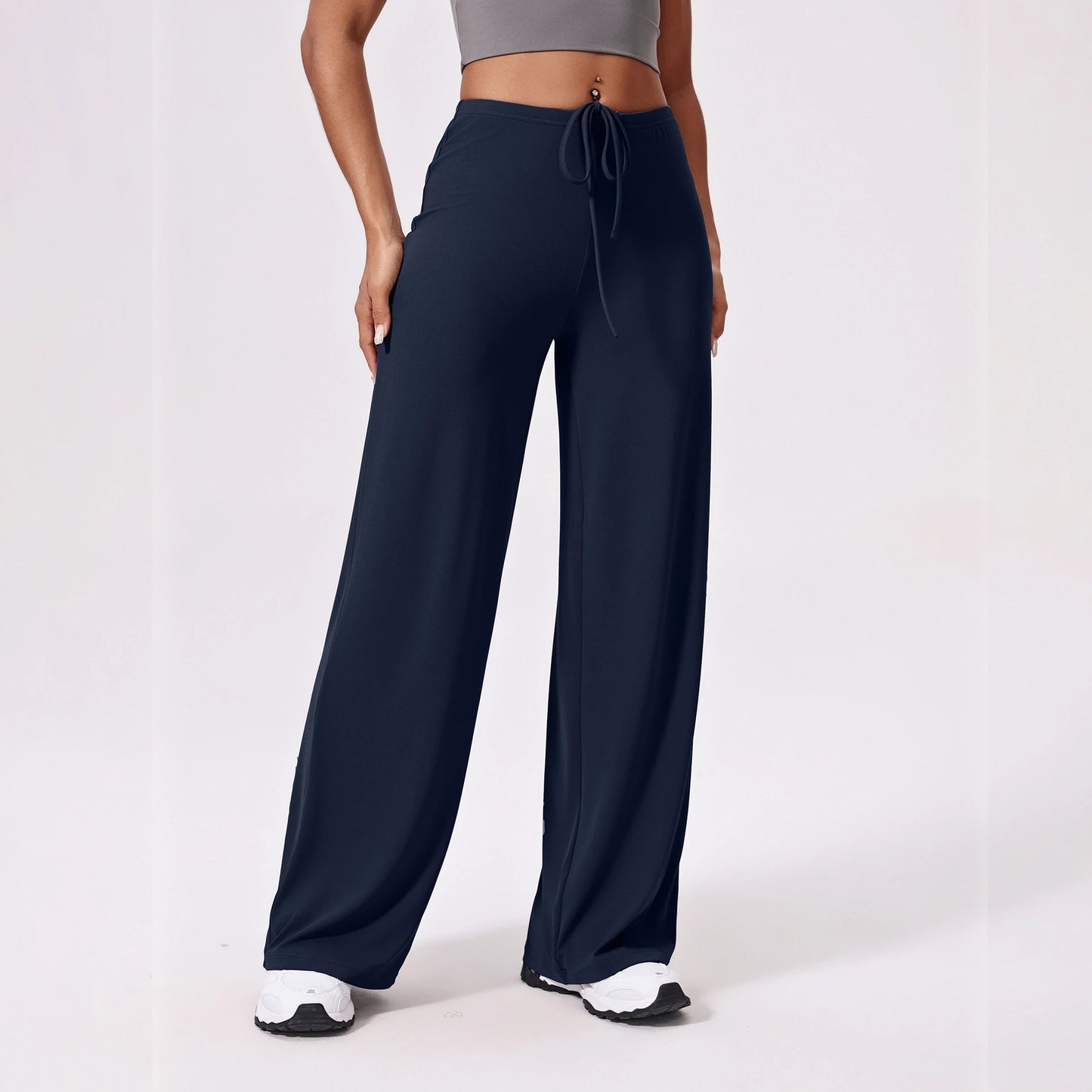 Women's High Waist Stretch Flared Sweatpants with Drawstring
