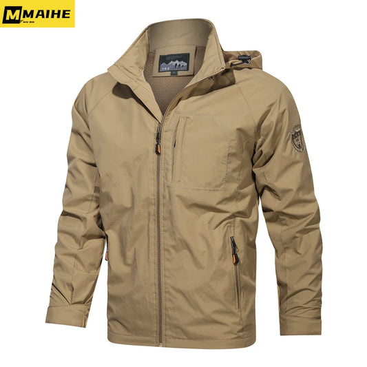 Men's Waterproof Tactical Hooded Raincoat Jacket