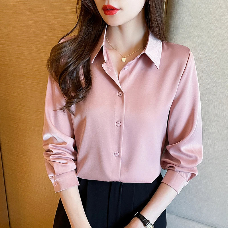 Long Sleeve Satin Shirt for Women
