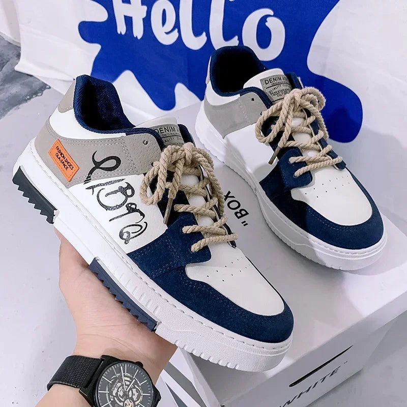 Men's Multicolour Graffiti Print Lace-Up Sneakers