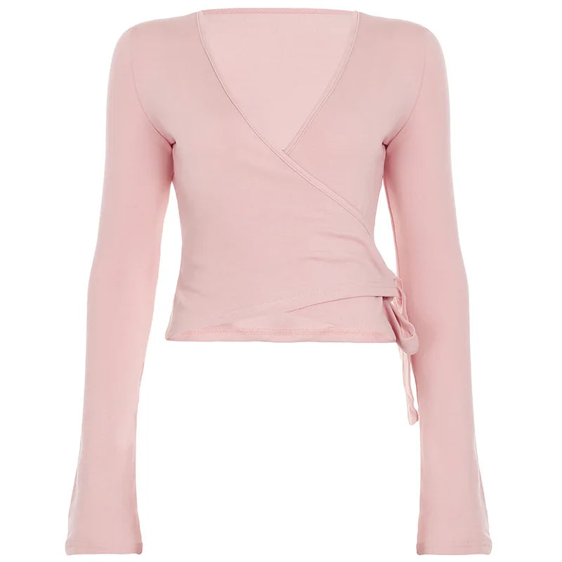 Women's 2-Piece Loose Pants and Flare Sleeve Crop Top Set