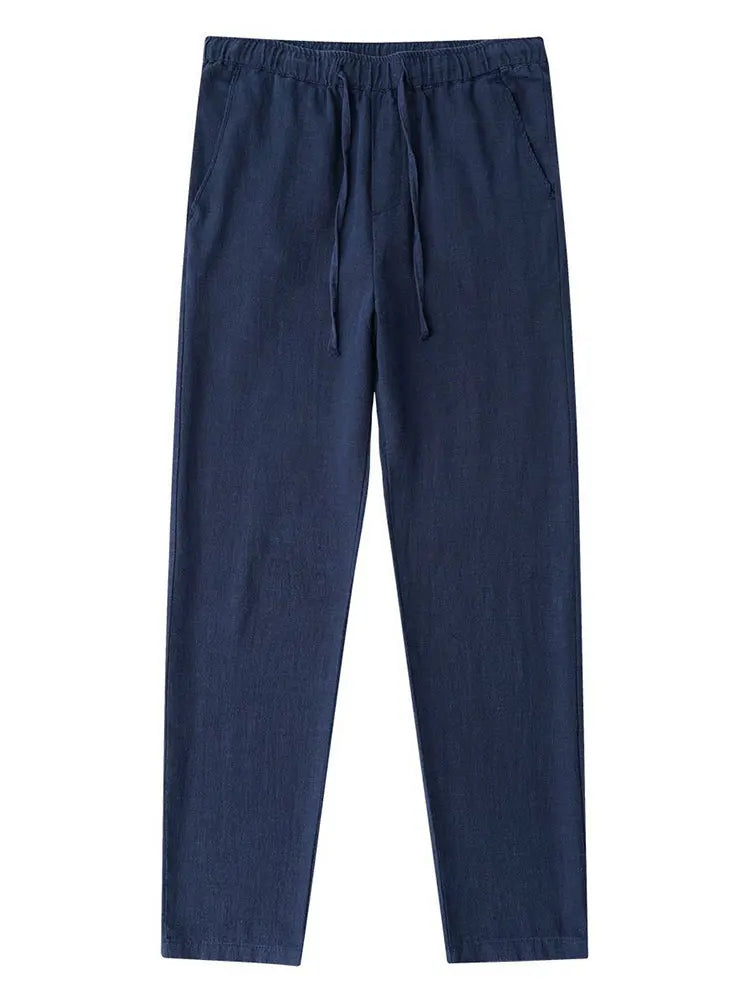 Men's Casual Lightweight Cotton Linen Wide Leg Pants