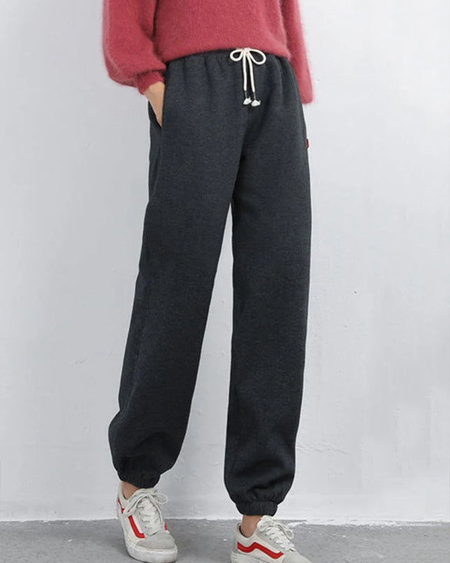 Women's Casual Style Thick Fleece Joggers - Various Colors