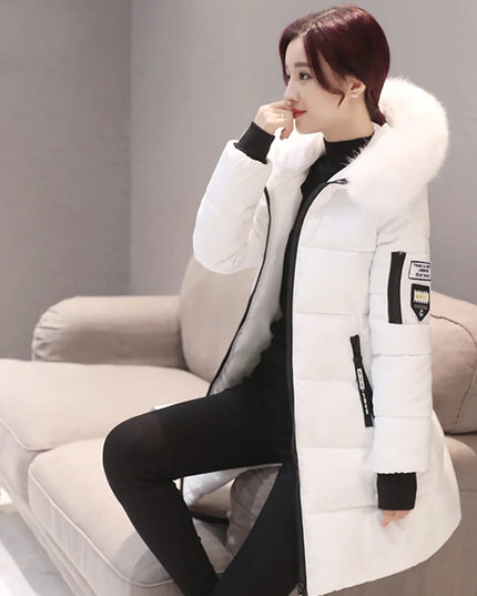 Women's Hooded Parka Faux Fur Collar Long Coat - Various Colors