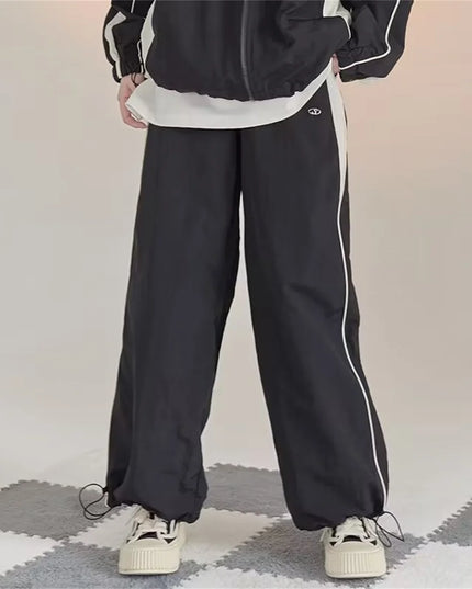 Women's Retro Loose-Fit Drawstring Casual Joggers - Wide Leg Fit