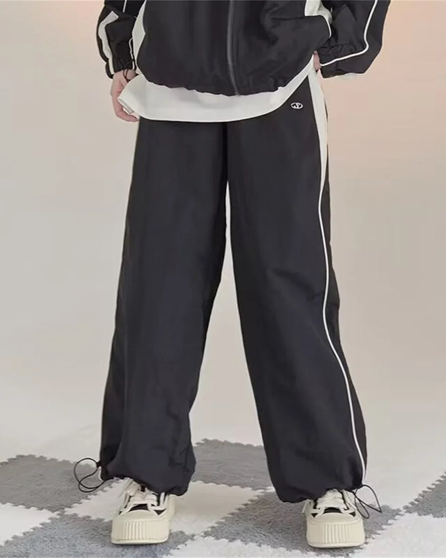 Women's Retro Loose-Fit Drawstring Casual Joggers - Wide Leg Fit