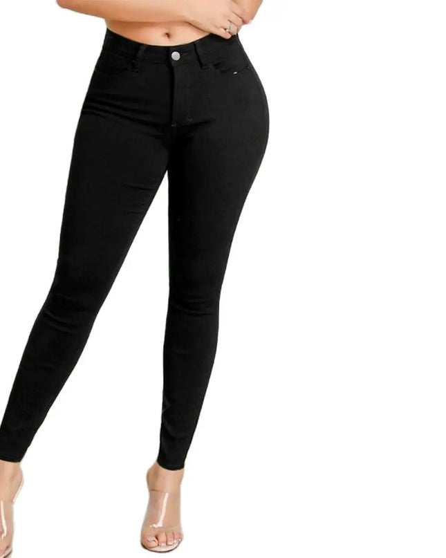 Women's Black High-Waisted Skinny Jeans -  Slim Fit Denim Pencil Pants