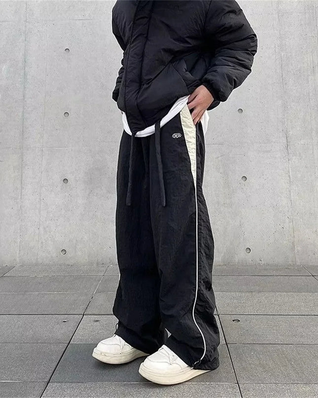 Women's Retro Loose-Fit Drawstring Casual Joggers - Wide Leg Fit