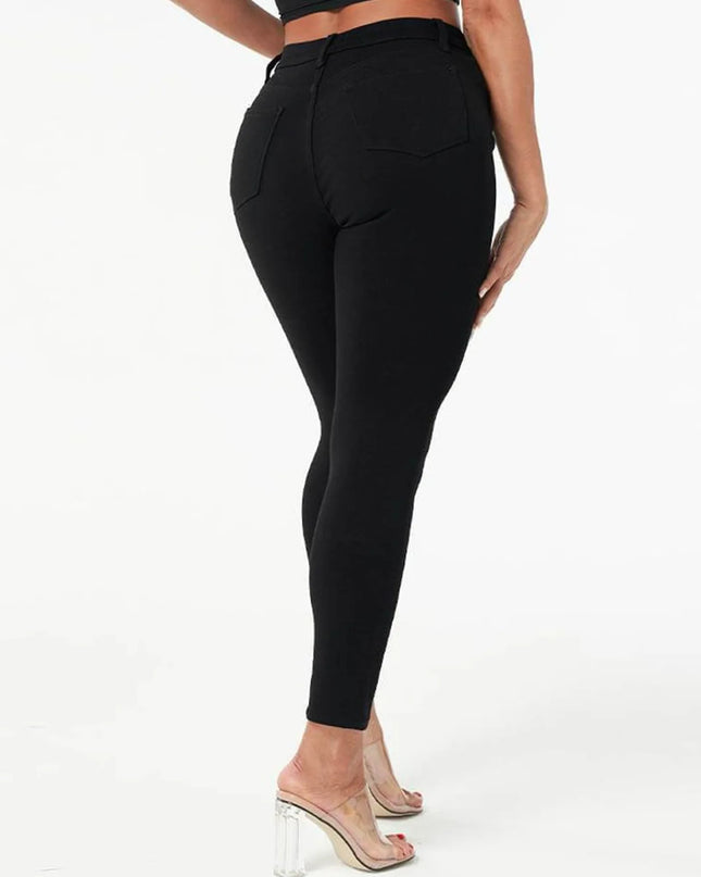 Women's Black High-Waisted Skinny Jeans -  Slim Fit Denim Pencil Pants