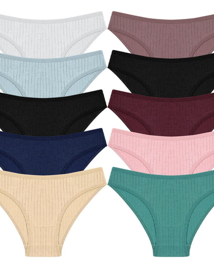 FINETOO 10-Pack Women's Cotton Breathable Underwear – Comfortable & Soft Cotton Panties for Women