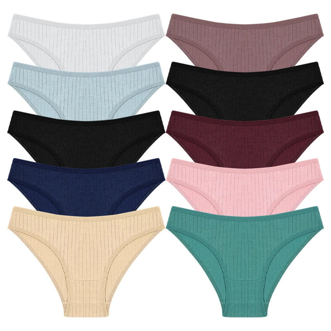 FINETOO 10-Pack Women's Cotton Breathable Underwear – Comfortable & Soft Cotton Panties for Women
