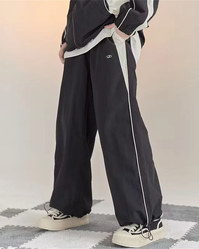Women's Retro Loose-Fit Drawstring Casual Joggers - Wide Leg Fit