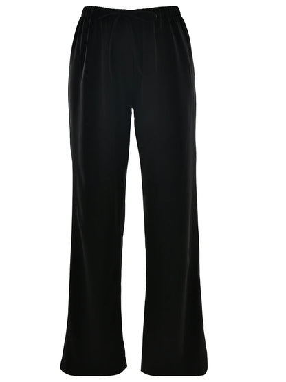 High Waist Satin Casual Women's Trousers with Lace-Up & Elastic Waist – Loose Fit for Comfort and Style