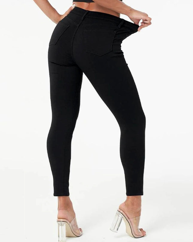 Women's Black High-Waisted Skinny Jeans -  Slim Fit Denim Pencil Pants