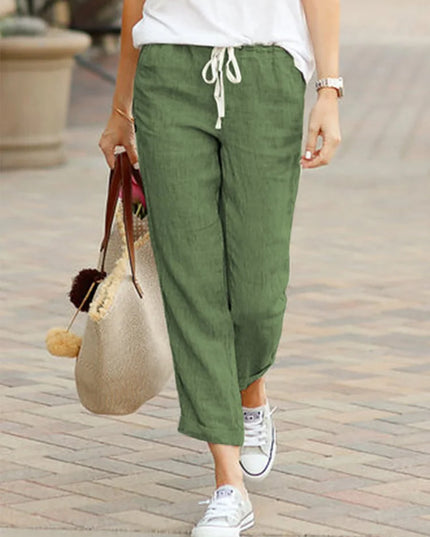 Women's Cropped Pants with Drawstring Design - Various Colors