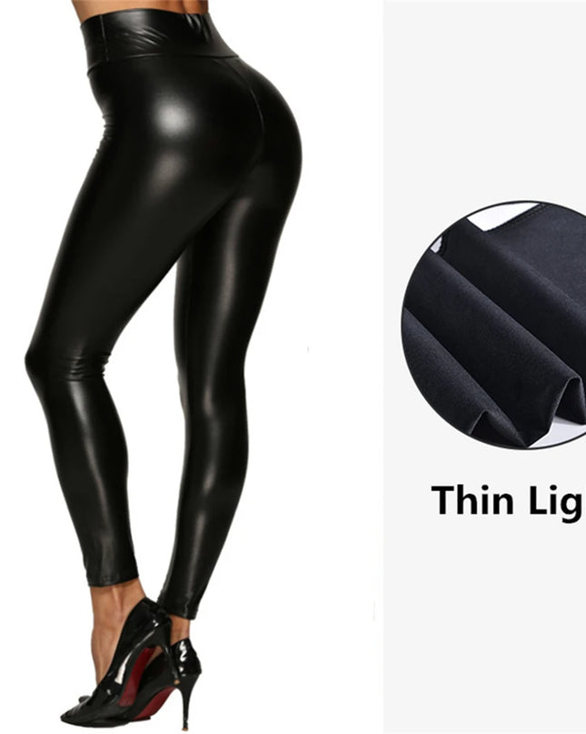 High-Waist PU Leather Skinny Pencil Pants for Women