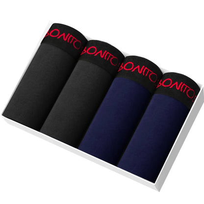 Men's Cotton Boxer Shorts - 4-Pack Comfortable Underwear for All-Day Wear