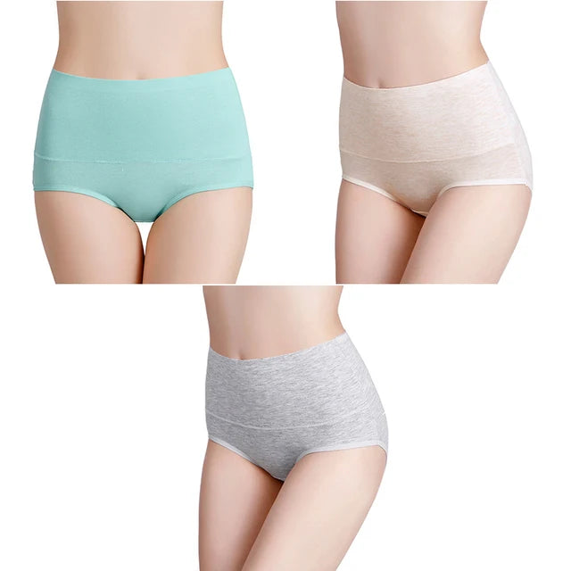 3-Pack Women's Plus Size High-Waist Cotton Breathable Briefs