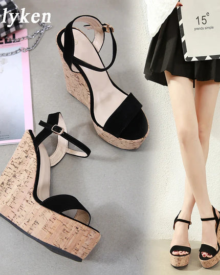 Eilyken Women's Roman Open Toe Platform Wedges with Ankle Buckle Strap High Heels
