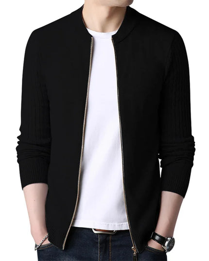 Men's Long Sleeve Knit Zipper Casual Slim Fit Jacket