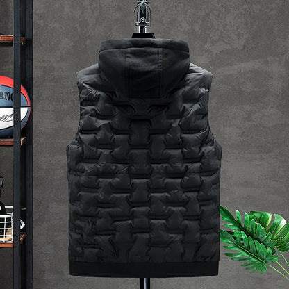 Men's Padded Hooded Vest Jacket: