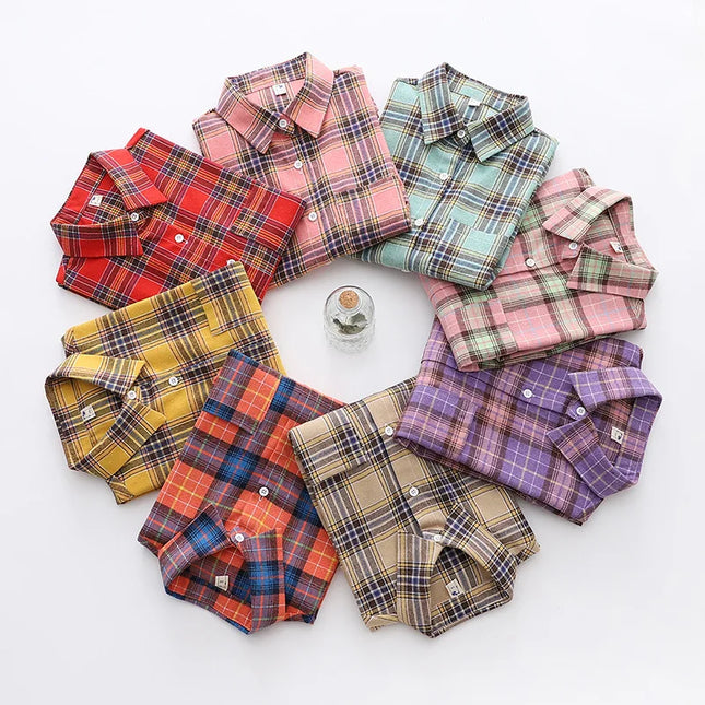 Casual Women's Plaid Shirt - Loose Fit Checkered Top