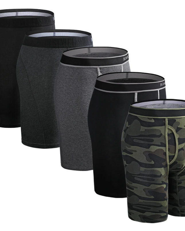 5 Pack Men's Cotton Boxer Shorts – Comfortable Breathable Men's Underwear Set