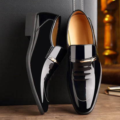 Men's Faux Leather Dress Shoes - Slip-On, Pointed Toe Formal Shoes for Men
