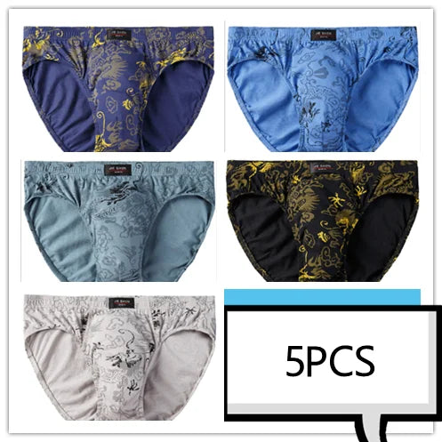5-Pack 100% Cotton Men's Comfortable Briefs - Various Colors