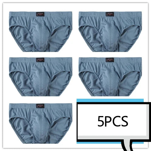 5-Pack 100% Cotton Men's Comfortable Briefs - Various Colors