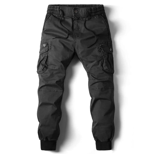 Men's Full-Length Cotton Military-Style Joggers -