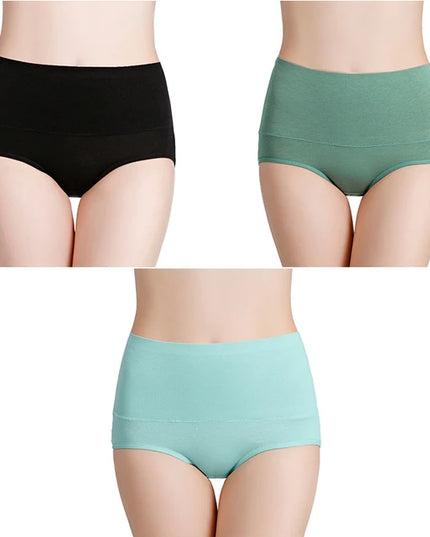 3-Pack Women's Plus Size High-Waist Cotton Breathable Briefs