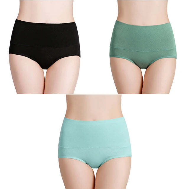 3-Pack Women's Plus Size High-Waist Cotton Breathable Briefs