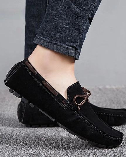 Men's Leather Loafers - Slip-On Flats, Lightweight Casual Shoes