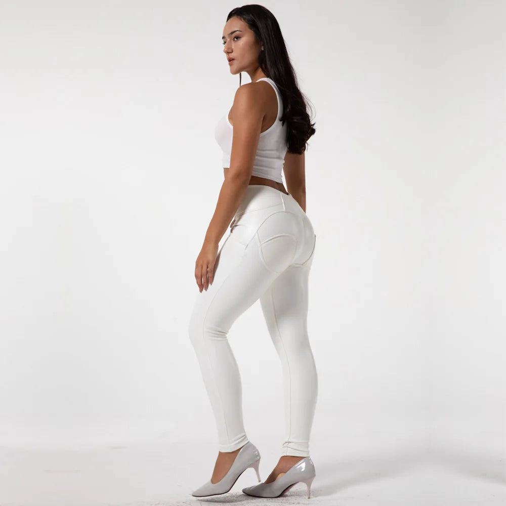 Women's Faux Leather High-Waisted Slim Fit Pants