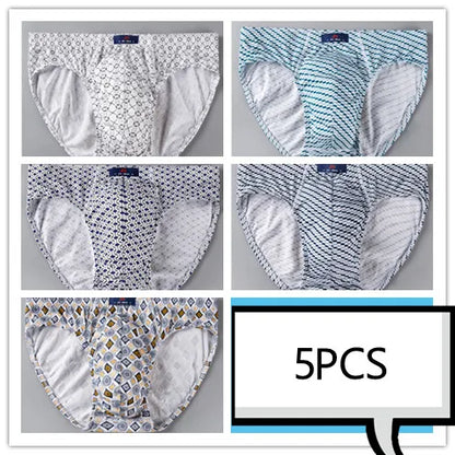 5-Pack 100% Cotton Men's Comfortable Briefs - Various Colors