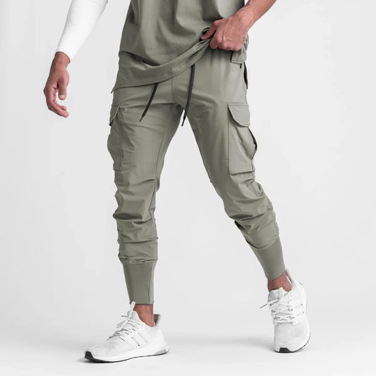 Men's Quick-Dry Thin Cargo Sweatpants with Drawstring And Side Pockets