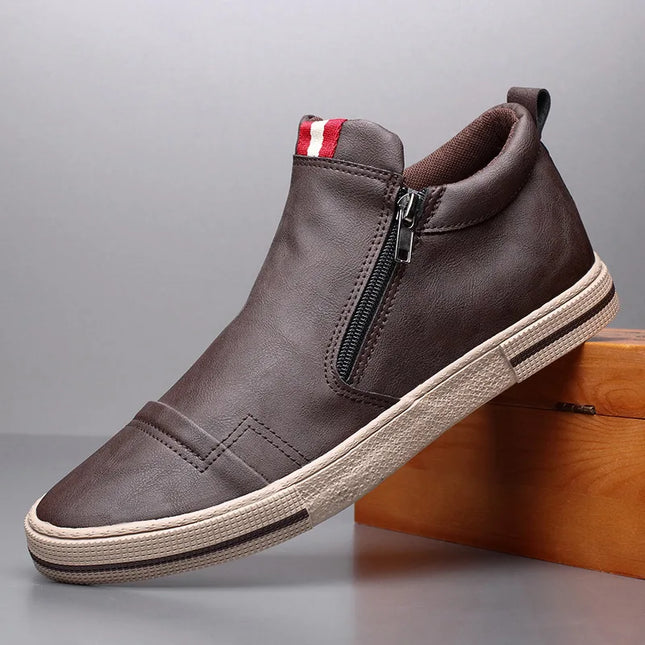 Men's High Top Sneakers with Zipper Closure - Stylish Men's Casual Athletic Shoes