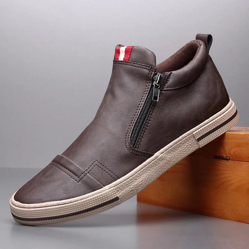 Men's High Top Sneakers with Zipper Closure - Stylish Men's Casual Athletic Shoes
