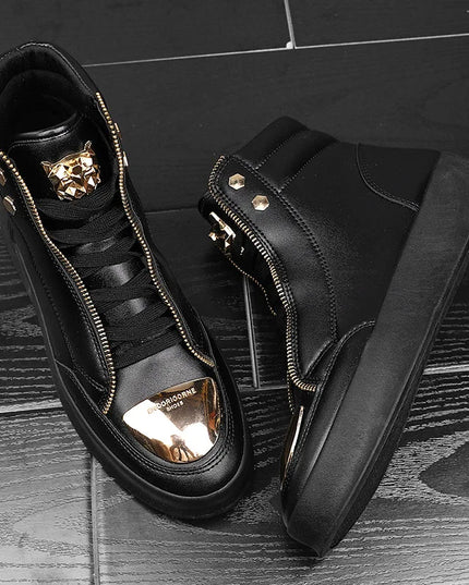 Men's Zippered High Top Sneakers - Various Colors