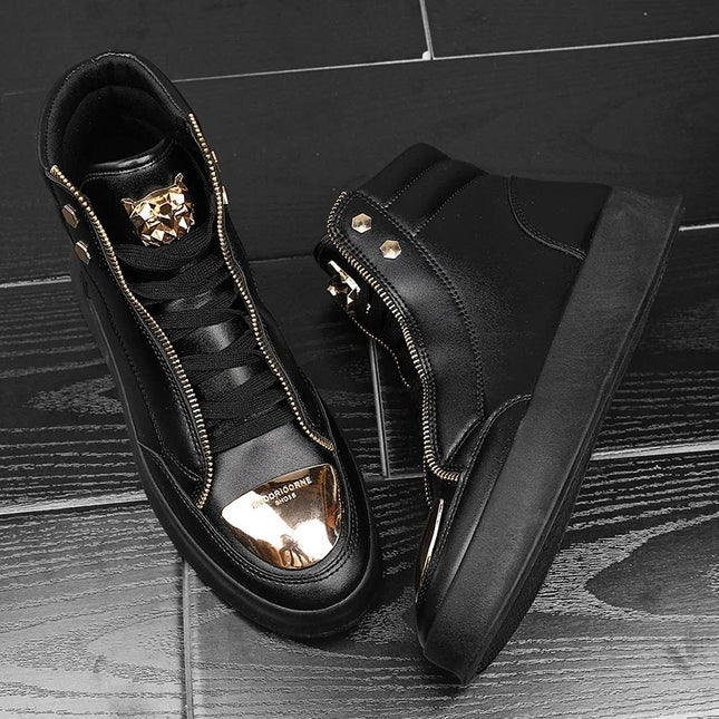 Men's Zippered High Top Sneakers - Various Colors