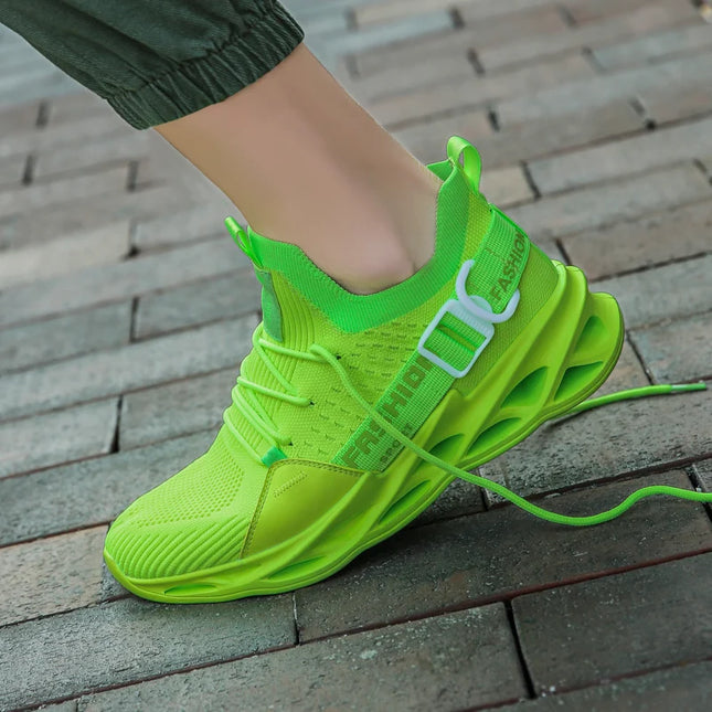 Men's Lightweight Fluorescent Running Sneakers - Breathable, Comfortable, Non-Slip