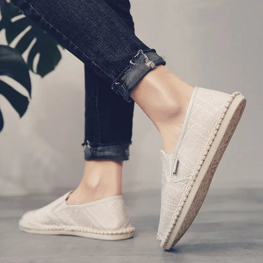 Men's Slip-On Loafers – Comfortable Canva Casual Dress Shoes for Men