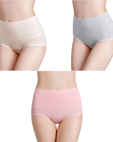 3-Pack Women's Plus Size High-Waist Cotton Breathable Briefs