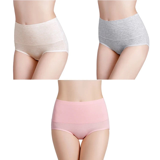 3-Pack Women's Plus Size High-Waist Cotton Breathable Briefs