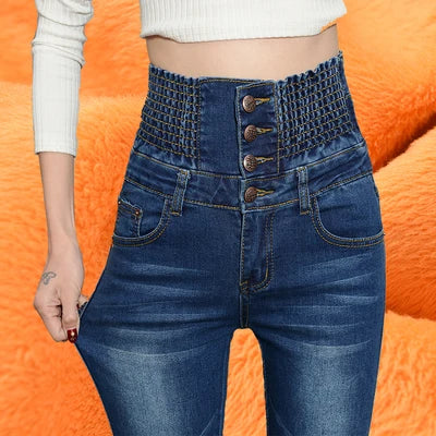 Women's High Waist Skinny Denim Jeans - High Elastic & Stretchy Fit for Women
