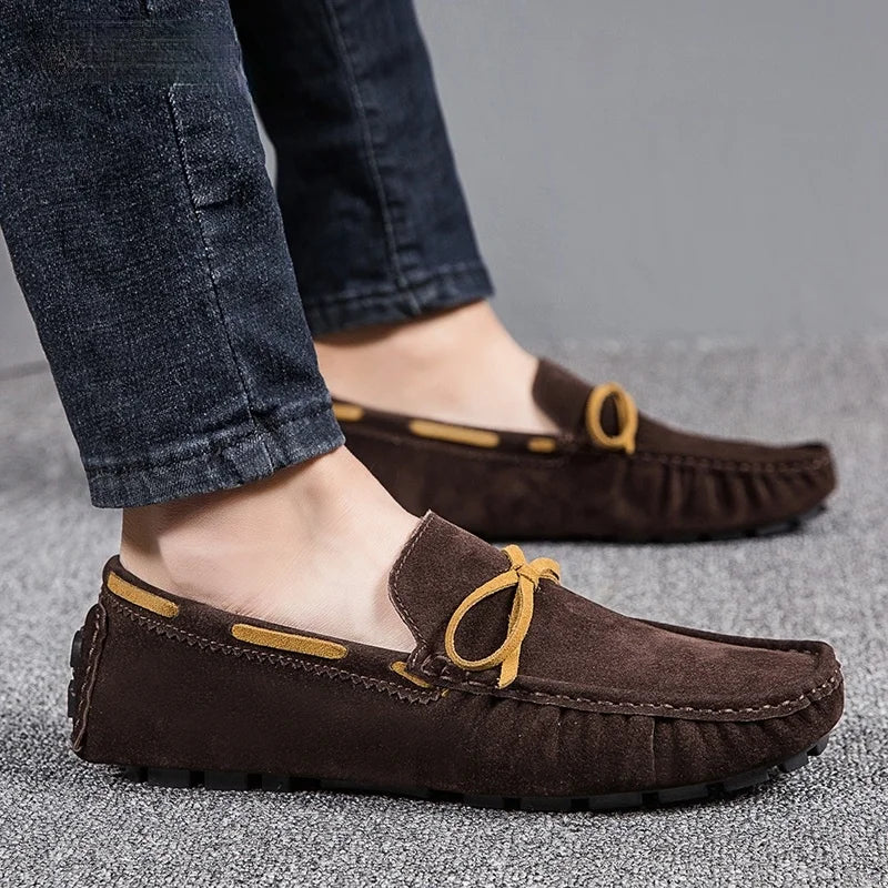 Men's Leather Loafers - Slip-On Flats, Lightweight Casual Shoes