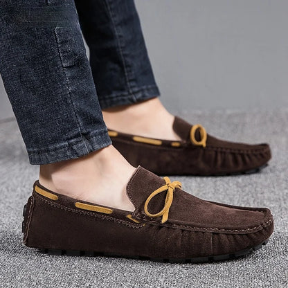 Men's Leather Loafers - Slip-On Flats, Lightweight Casual Shoes